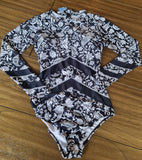 Traje De Baño Completo Entero Manga Larga Importado Floral