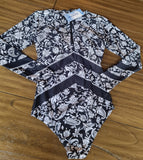 Traje De Baño Completo Entero Manga Larga Importado Floral