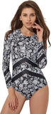 Traje De Baño Completo Entero Manga Larga Importado Floral