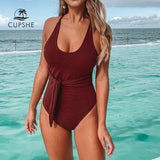 Traje De Baño Entero Trikini Importado Burgundy