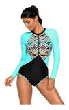 Traje De Baño Completo Mujer Manga Larga Hippie Chic