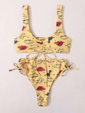 Zaful Traje De Baño Bikini De Dinosaurios Corte Alto